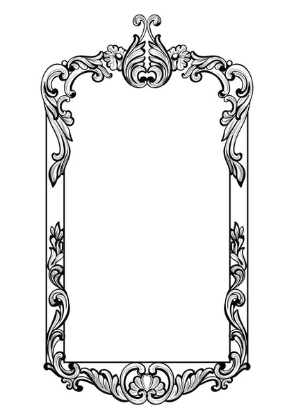 Moldura de espelho barroco imperial vintage. Vector francês Luxo ornamentos complexos ricos. Decoração estilo real vitoriano — Vetor de Stock
