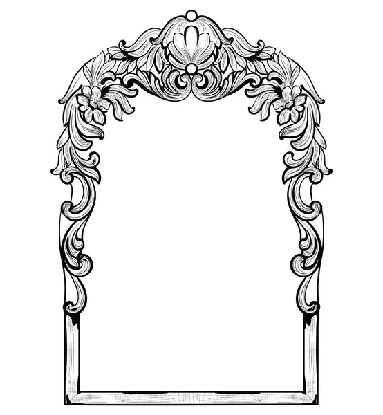 Вінтажна рама Імперського барокового дзеркала. Векторні французькі розкішні багаті складні прикраси. Декор королівського стилю Вікторії — стоковий вектор