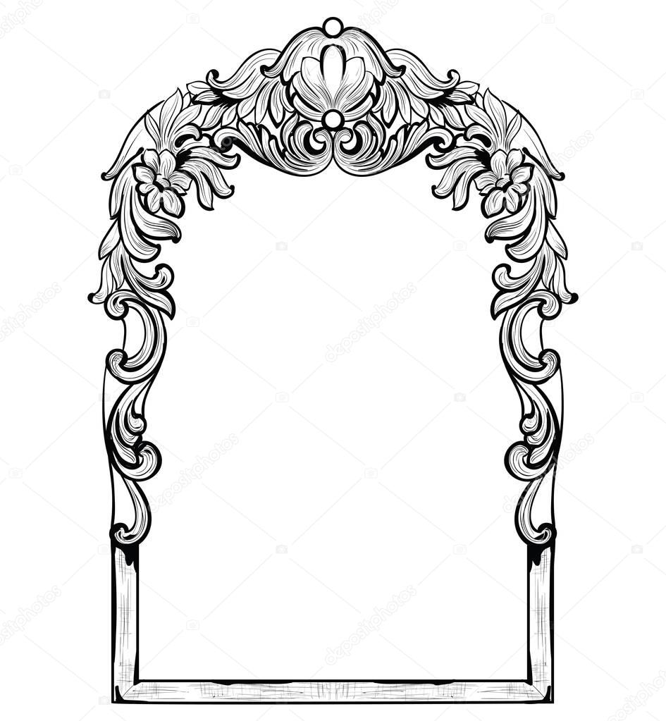 Vintage Imperial Baroque Mirror Frame Vector French Luxury Rich Intricate Ornaments Victorian Royal Style Premium Vector In Adobe Illustrator Ai Ai Format Encapsulated Postscript Eps Eps Format