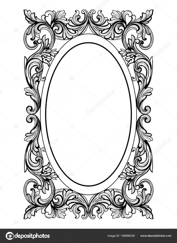Vintage Mirror Oval Frame Vector, Victorian Style White Mirror
