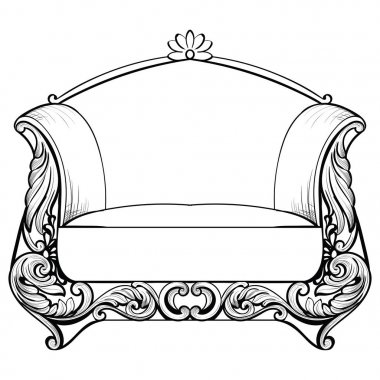 Klasik imparatorluk Barok koltuk lüks süslemeli. Fransız lüks zengin karmaşık yapısı vektör. Royal Victoria tarzı dekor