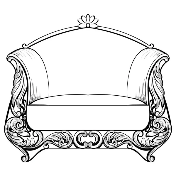 Klasik imparatorluk Barok koltuk lüks süslemeli. Fransız lüks zengin karmaşık yapısı vektör. Royal Victoria tarzı dekor