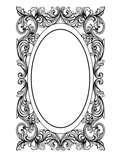 Moldura oval de espelho vintage. Vector francês Luxo ornamentos complexos ricos. Decoração estilo real vitoriano —  Vetores de Stock