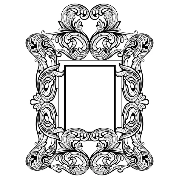 Rico marco de espejo barroco. Vector francés de lujo ricos ornamentos intrincados. Decoración estilo real victoriano — Vector de stock