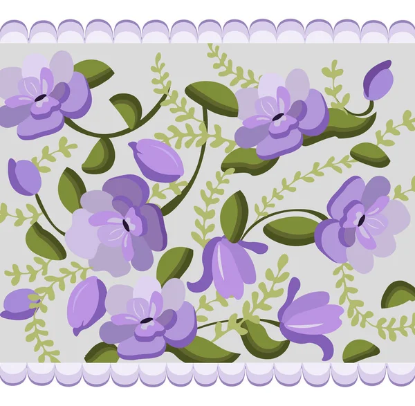 Vintage Violet flowers handmade pattern Vector illustration — Stock Vector