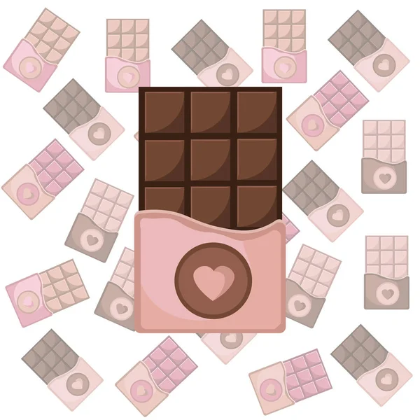 Schokoladenriegel Muster Hintergrund Vektor-Icon-Vorlage — Stockvektor