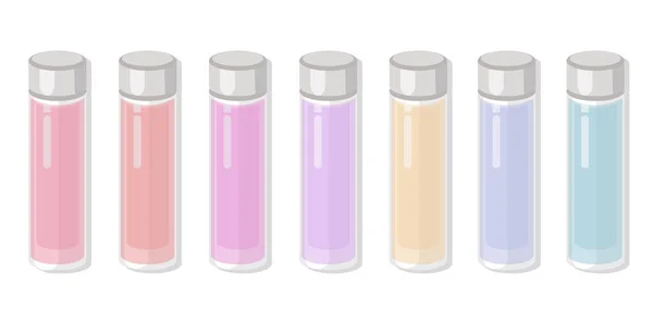 Perfume tubo de embalagem sem rótulo conjunto colorido. Frgrances diferentes Modelo de publicidade vetorial — Vetor de Stock