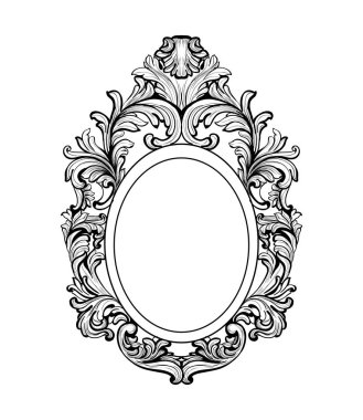 Zengin Barok ayna çerçevesi. Fransız lüks zengin karmaşık süs vektör. Royal Victoria tarzı dekor