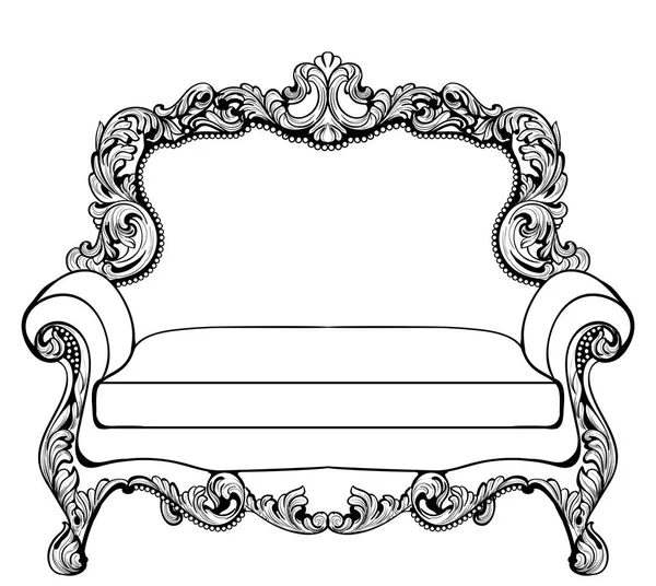 Kaiserliche Barockcouch mit luxuriösen Ornamenten. Vektor Französisch Luxus reiche komplizierte Struktur. Dekor im viktorianischen Stil — Stockvektor