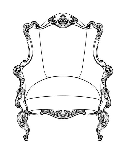 Sillón barroco imperial clásico con adornos de lujo. Vector francés de lujo rica estructura compleja. Decoración estilo real victoriano — Archivo Imágenes Vectoriales