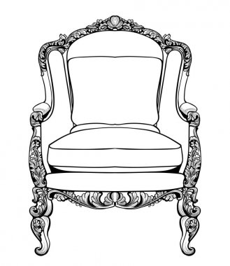 İmparatorluk Barok koltuk lüks süslemeli. Fransız lüks zengin karmaşık yapısı vektör. Royal Victoria tarzı dekor