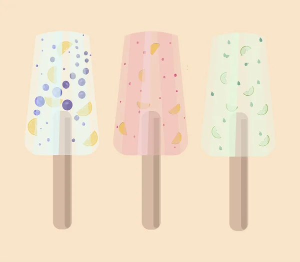 Cukierki ice cream laski ilustracji wektorowych. Lato szablon transparent — Wektor stockowy