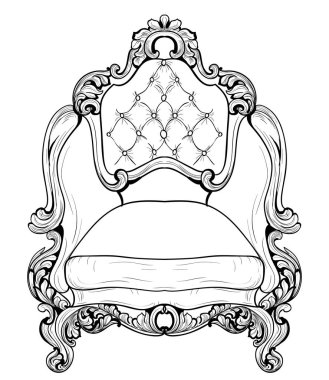 Barok koltuk lüks süslemeli. Fransız lüks zengin karmaşık yapısı vektör. Royal Victoria tarzı dekor