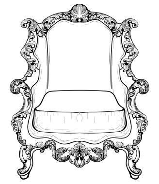 Barok koltuk lüks süslemeli. Fransız lüks zengin karmaşık yapısı vektör. Royal Victoria tarzı dekor