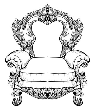Barok koltuk lüks süslemeli. Fransız lüks zengin karmaşık yapısı vektör. Royal Victoria tarzı dekor