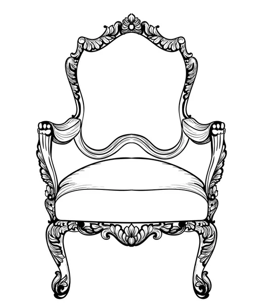 İmparatorluk Barok koltuk lüks süslemeli. Fransız lüks zengin karmaşık yapısı vektör. Royal Victoria tarzı dekor