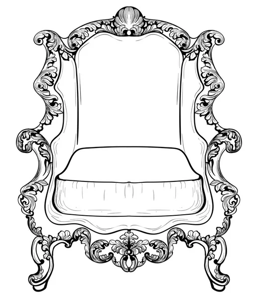 Barok koltuk lüks süslemeli. Fransız lüks zengin karmaşık yapısı vektör. Royal Victoria tarzı dekor