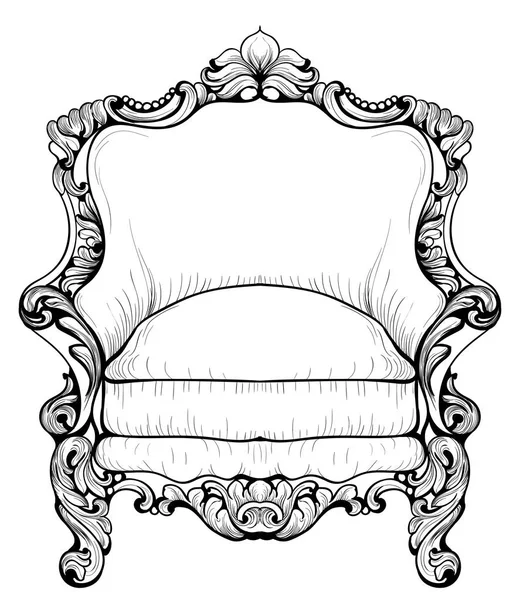 Barok koltuk lüks süslemeli. Fransız lüks zengin karmaşık yapısı vektör. Royal Victoria tarzı dekor