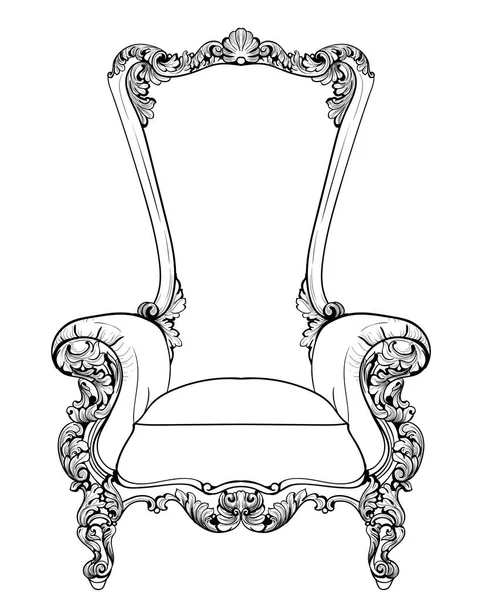 Barok koltuk lüks süslemeli. Fransız lüks zengin karmaşık yapısı vektör. Royal Victoria tarzı dekor