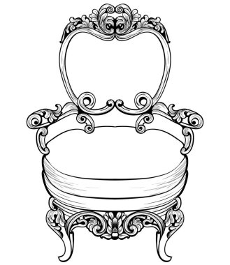 Barok koltuk lüks süslemeli. Fransız lüks zengin karmaşık yapısı vektör. Royal Victoria tarzı dekor