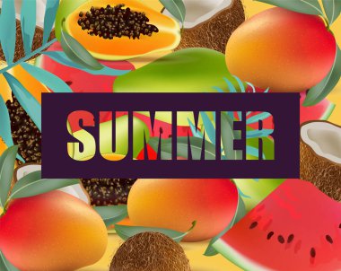 Tropik meyve egzotik desen vektör yaz illüstrasyon