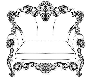 Barok koltuk lüks süslemeli. Fransız lüks zengin karmaşık yapısı vektör. Royal Victoria tarzı dekor
