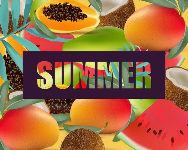 Tropik meyve egzotik desen vektör yaz illüstrasyon