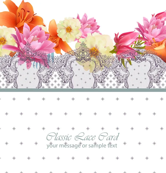 Pink floral card Vector. delicate summer card. Springtime fresh natural composition — Stock Vector