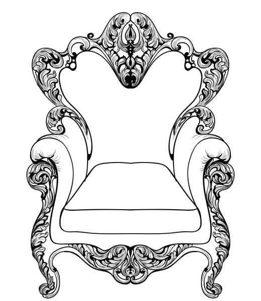 Barok fauteuil met luxe ornamenten. Vector Franse luxe rijke fijnmazige structuur. Victoriaanse Koninklijke stijl decor — Stockvector