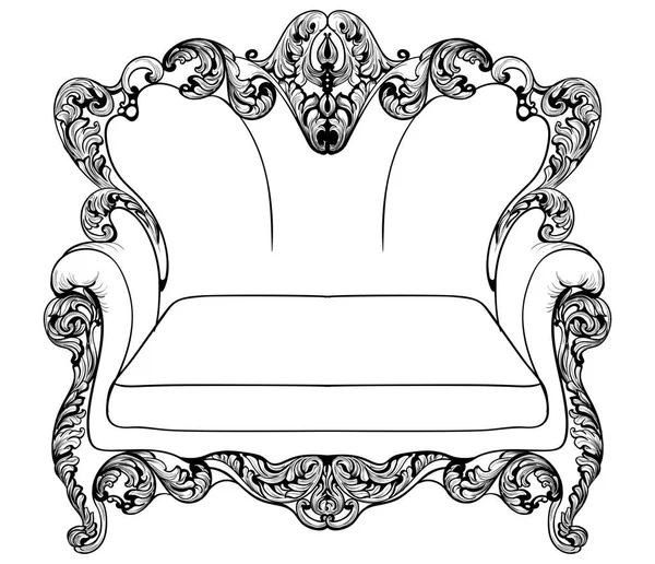Barok fauteuil met luxe ornamenten. Vector Franse luxe rijke fijnmazige structuur. Victoriaanse Koninklijke stijl decor — Stockvector