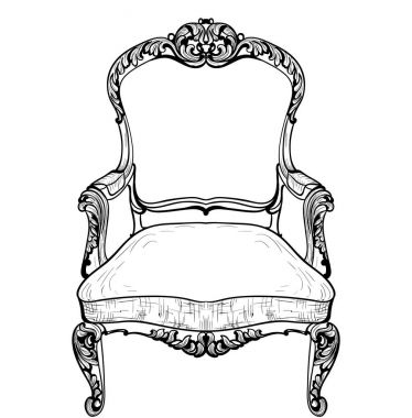 Barok koltuk lüks süslemeli. Fransız lüks zengin karmaşık yapısı vektör. Royal Victoria tarzı dekor