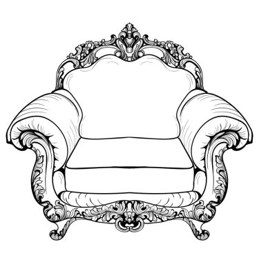 Barok koltuk lüks süslemeli. Fransız lüks zengin karmaşık yapısı vektör. Royal Victoria tarzı dekor