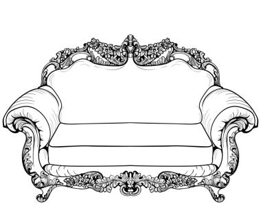 Barok koltuk lüks süslemeli. Fransız lüks zengin karmaşık yapısı vektör. Royal Victoria tarzı dekor