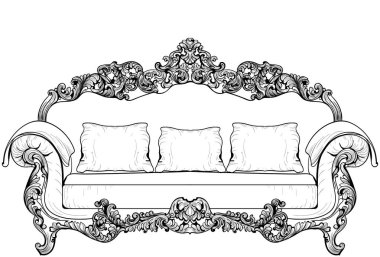 Barok koltuk lüks süslemeli. Fransız lüks zengin karmaşık yapısı vektör. Royal Victoria tarzı dekor