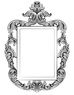 Muhteşem Barok yansıtma çerçeve kümesi. Vektör Fransız lüks zengin süsler oyma. Victoria varlıklı stil mobilya