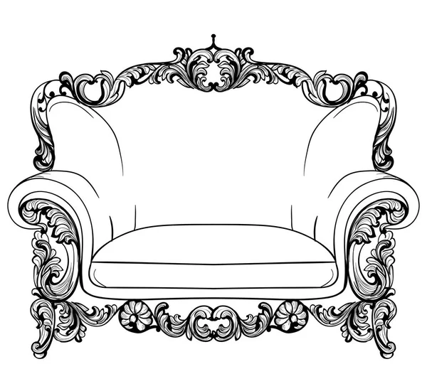 Fotel barokowy z luksusowe ozdoby. Wektor francuskim luksusowy bogaty skomplikowane struktury. Wiktoriański wystrój Royal — Wektor stockowy