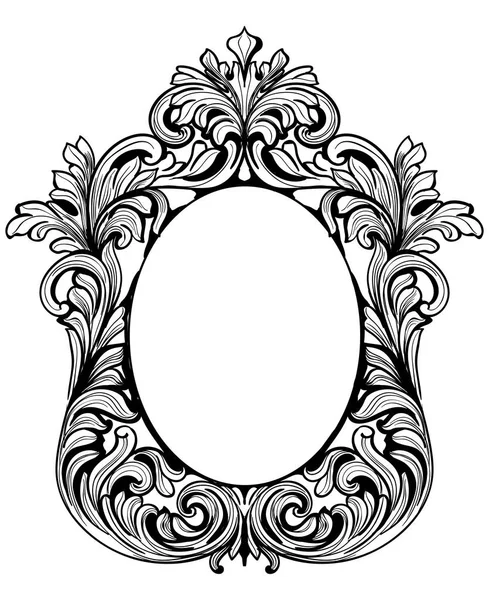 Fabuloso conjunto de marco de espejo barroco. Vector francés Ricos ornamentos tallados de lujo. Muebles estilo victoriano rico — Vector de stock