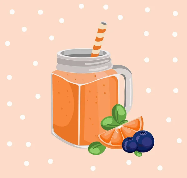 Vetor de batido laranja. Bebida fresca estilo retro fundo — Vetor de Stock