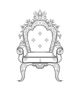 Barok mobilya zengin koleksiyon küme. Süslü arka plan vektör çizim