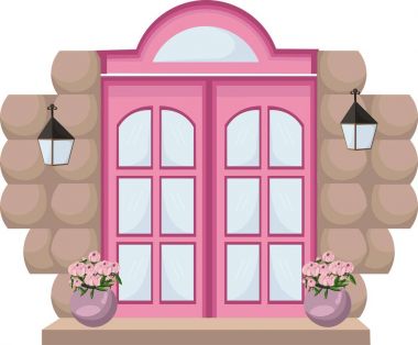 Vintage vektör giriş kapı cephe arka plan illüstrasyon