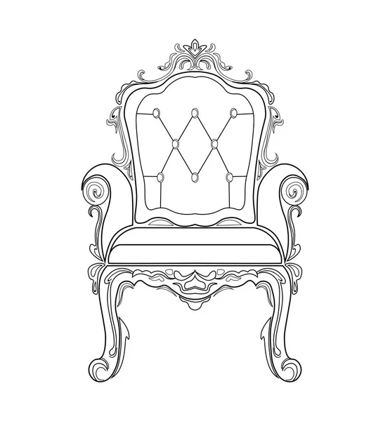 Barok meubels rijk Bank en fauteuil. Handgemaakte versierd decor. Vectorillustratie — Stockvector