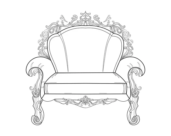 巴洛克式家具丰富的扶手椅。手工制作的装饰的装饰。矢量图 — 图库矢量图片