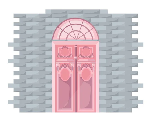 Fachada de puerta vintage Vectror. Ilustración de entrada principal — Vector de stock