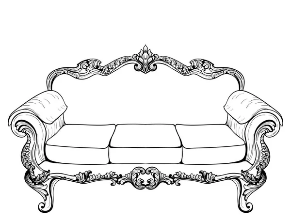 Fauteuil baroque avec des ornements luxueux. Vector French Structure complexe et riche en luxe. Décor de style royal victorien — Image vectorielle