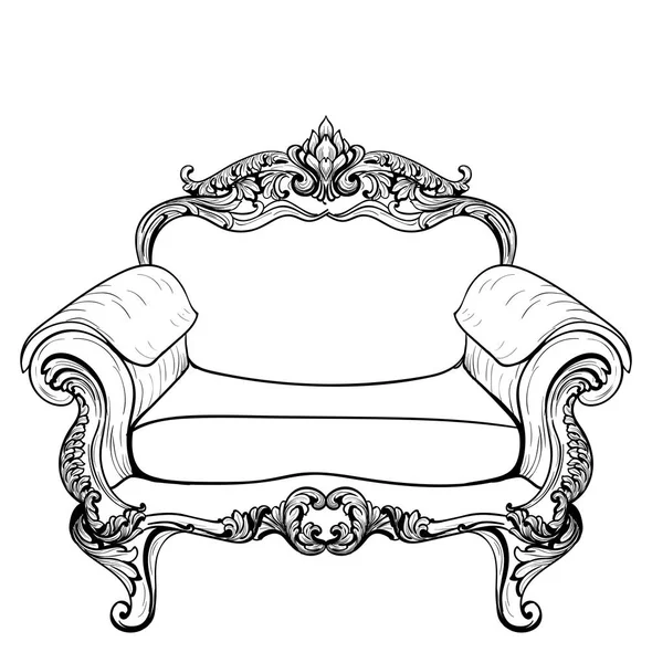 Barok koltuk lüks süslemeli. Fransız lüks zengin karmaşık yapısı vektör. Royal Victoria tarzı dekor