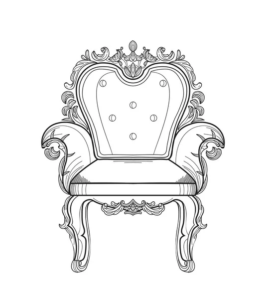 Sillón barroco rico muebles. Decoración ornamentada a mano. Ilustración vectorial — Archivo Imágenes Vectoriales