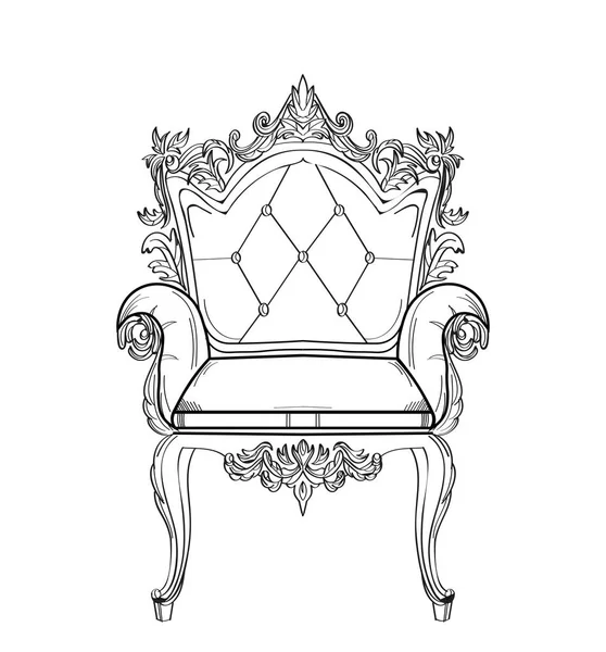 Baroque rich armchair furniture. Handmade ornamented decor. Vector illustration — Stock Vector