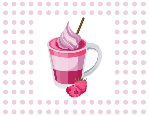 Vintage de frambuesa Smoothie cóctel o mousse Vector fondo ilustración — Archivo Imágenes Vectoriales