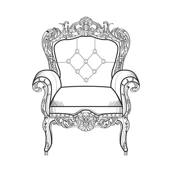 Barockmöbel reichen Sessel. handgefertigtes, verziertes Dekor. Vektorillustration — Stockvektor