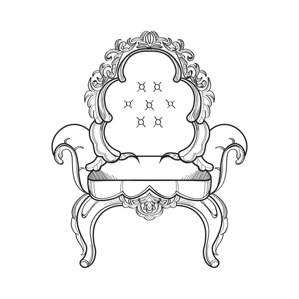 Barok mobilya zengin koltuk. El yapımı süslü dekor. Vektör çizim